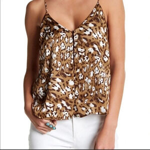Lush Leopard Button Front Cami Tank Top Shirt NWT